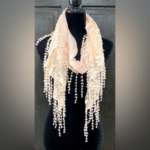 Cato pink sheer wrap/shall with fringes. 1 size